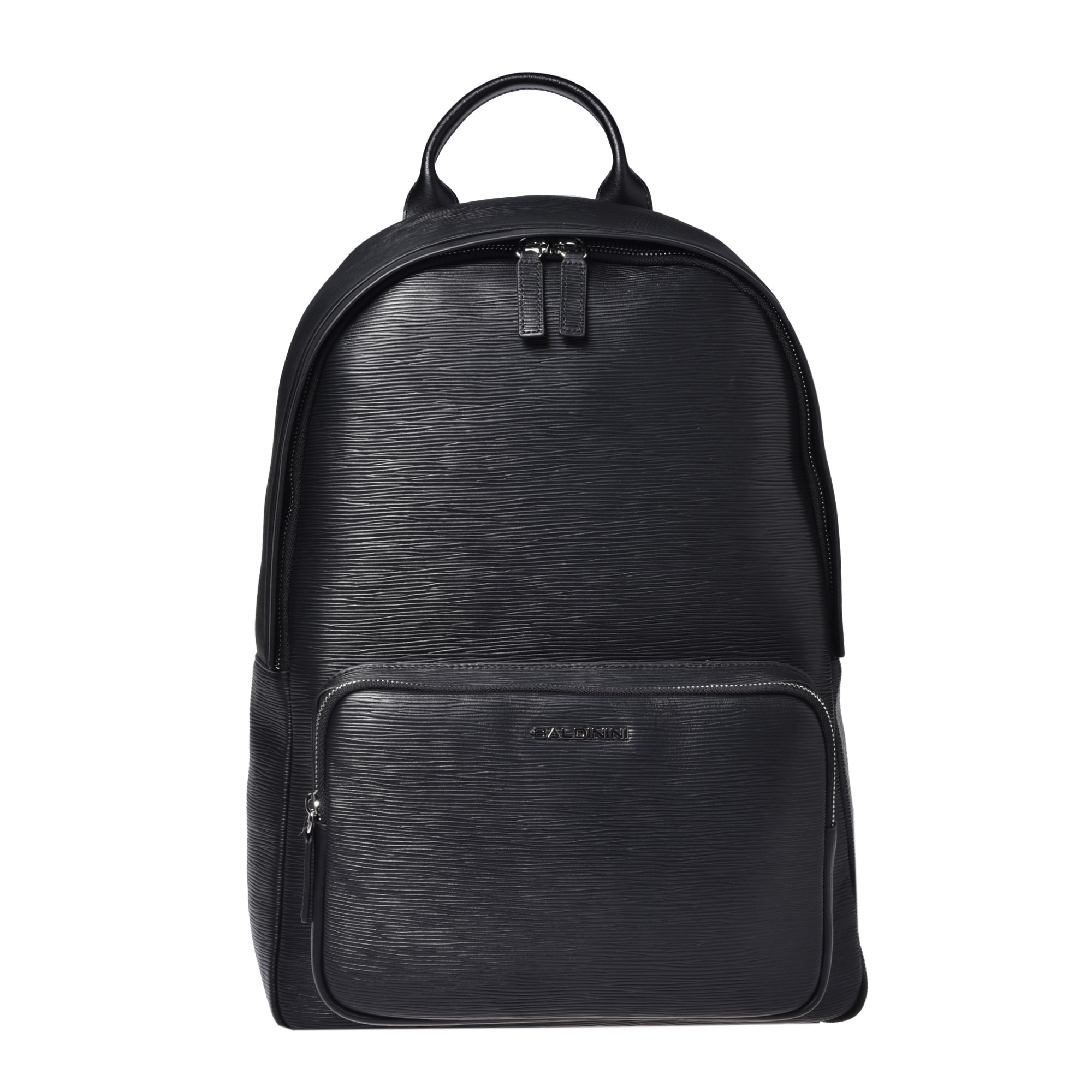 Baldinini, Rucsac din piele cu buzunar frontal, Negru