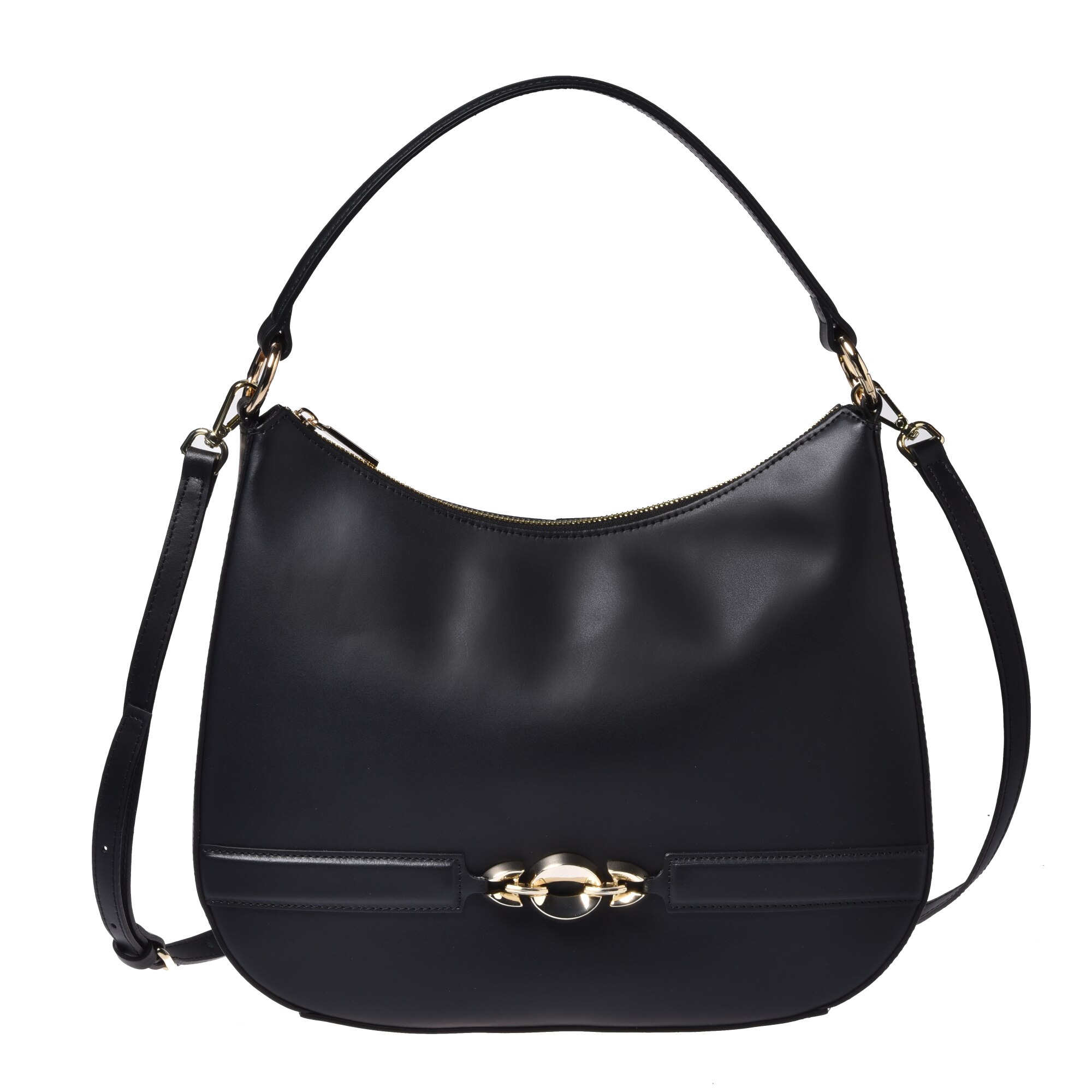 Baldinini, Geanta din piele cu bareta de umar detasabila, Negru