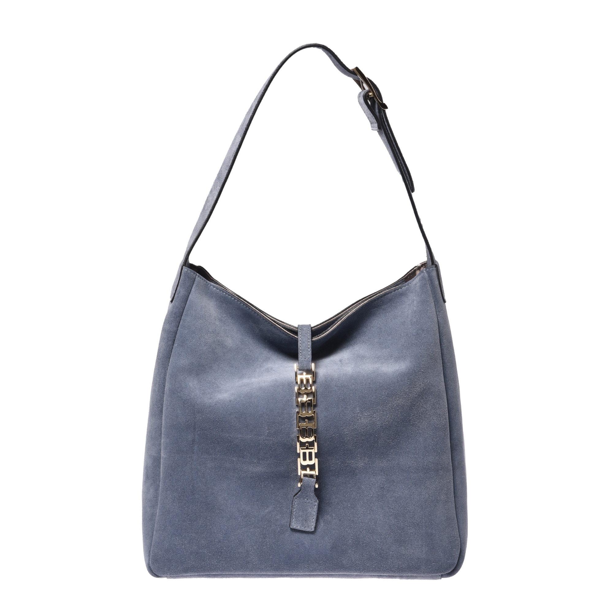 Baldinini, Geanta din piele intoarsa cu bareta de umar, Albastru