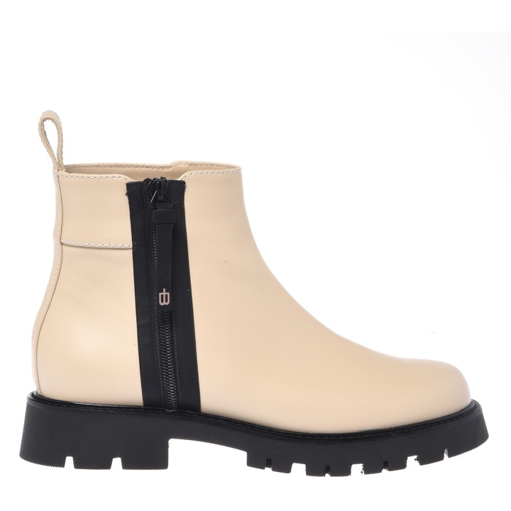 Baldinini, Ghete din piele cu fermoar, Alb fildes