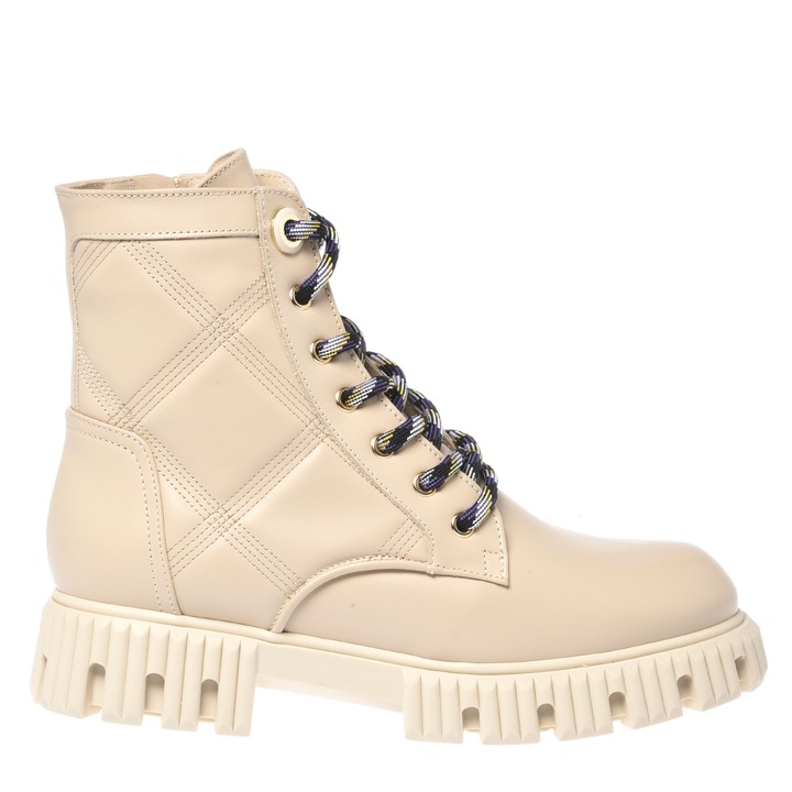 Baldinini, Ghete din piele cu toc masiv, Alb fildes