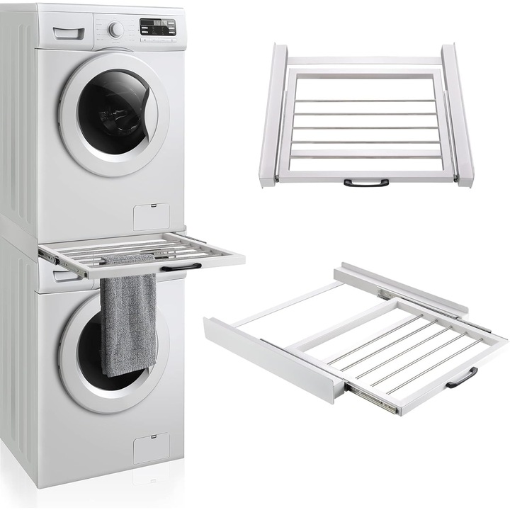 Suport universal pentru masini de spalat si uscator, Walalla, durabil, alb, 54x60x7,5 cm, capacitate 100 kg