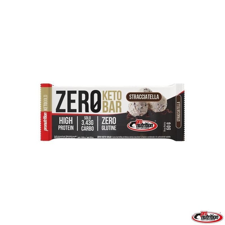 Baton proteic keto STRACIATELLA (fara zahar, fara gluten, lowcarb) 50g - Pro Nutrition