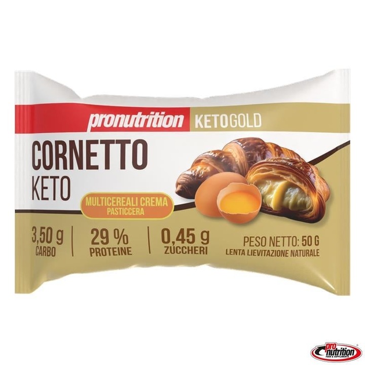Croissant KETO multicereale cu CREMA DE PATISERIE (fara zahar, proteic, lowcarb) 50g - Pro Nutrition