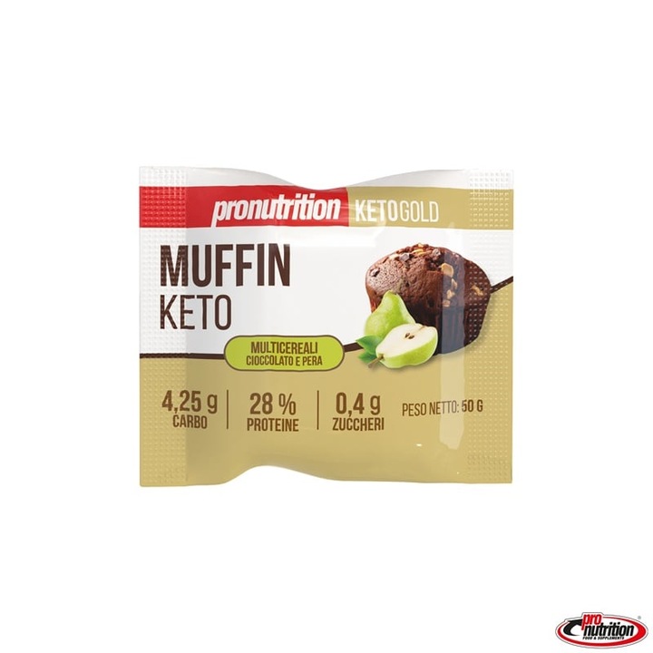 Briosa KETO multicereale cu CIOCOLATA si PERE (fara zahar, proteica, lowcarb) 50g - Pro Nutrition