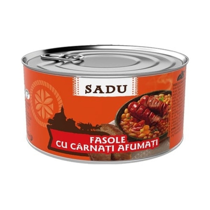 Fasole cu carnati afumati, Sadu, 400 g