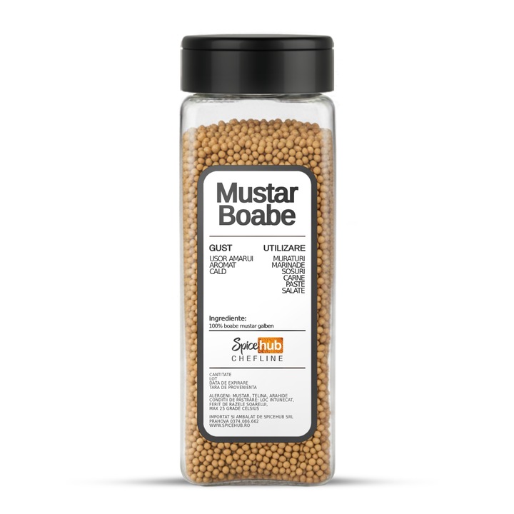 Boabe mustar, condiment natural 100% pentru muraturi, sosuri si marinade, 600g