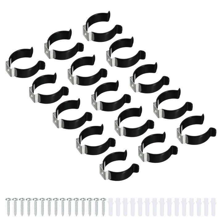 Cleme tip U, Fixare Sigura, T10 Inox PVC, sourcing map, 15 buc