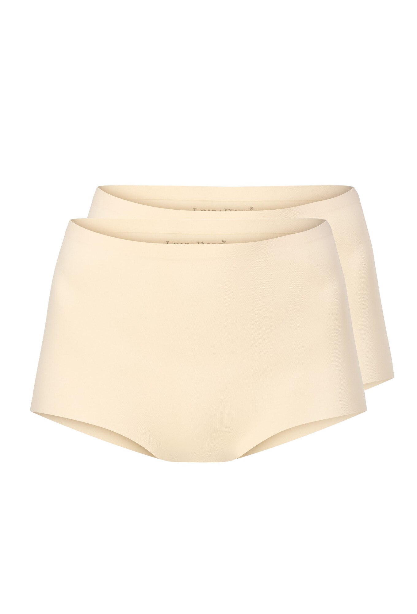 LingaDore, Set de chiloti cu talie inalta, fara cusaturi - 2 piese, Alb fildes, L