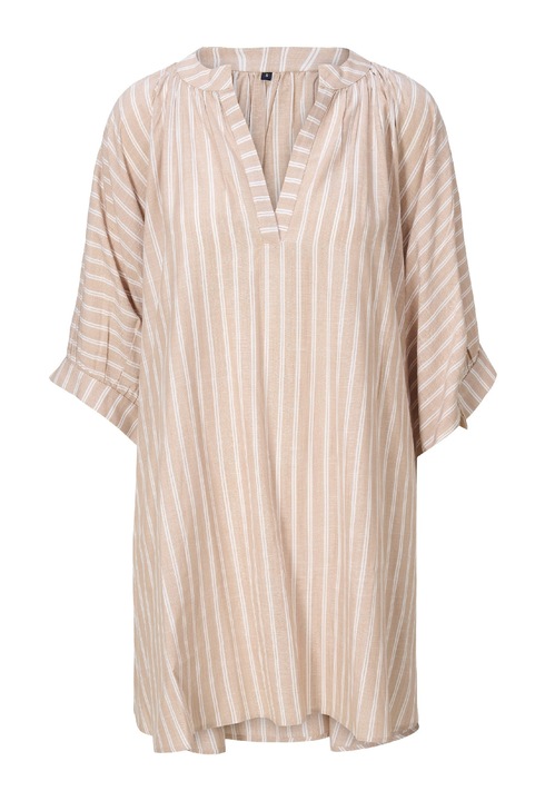 LingaDore, Rochie in dungi cu decolteu de caftan, Bej