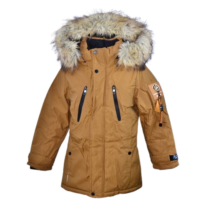 Geaca imblanita, cu gluga, pentru baieti, Happy House KK1129, Maro 123931