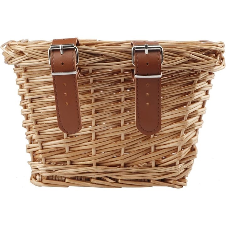 Кош за детски велосипед от ракита, бежов, 30 x 23 x 22 см