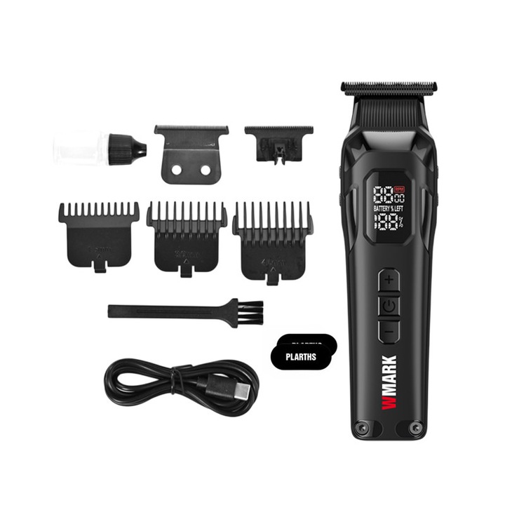 Masina de Contur Profesionala, WMARK NG-8280, Motor puternic 8000rpm, T-Blade, Display LCD, Type C, 3 Inaltatoare, extra lame