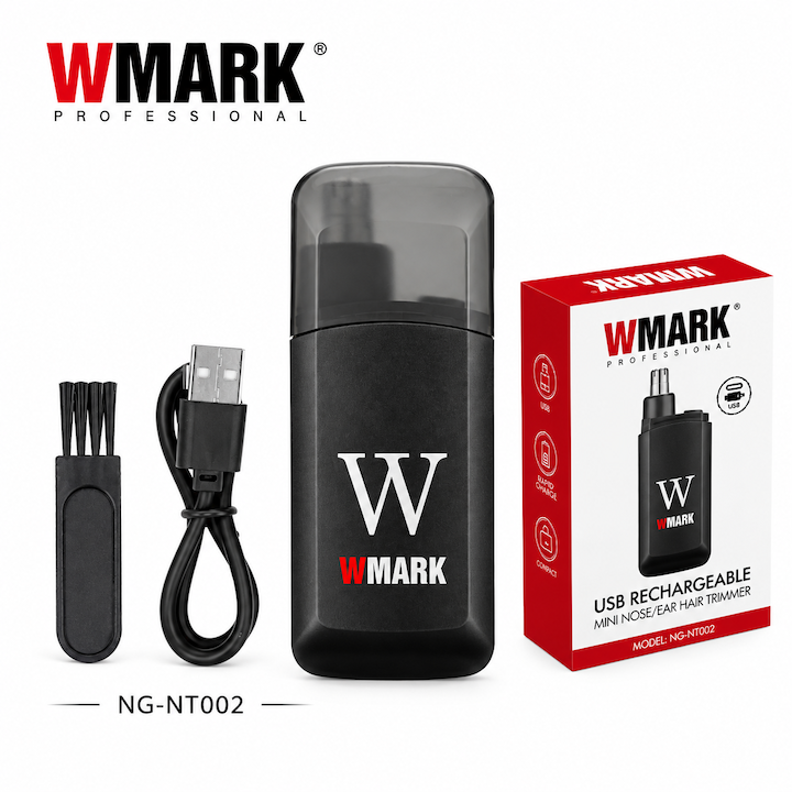 Aparat de tuns parul din nas si urechi WMARK NG-NT002, Reincarcabil USB, Acumulator 100mAh, Motor DC de mare viteza, Autonomie 40 min, Incarcare rapida 40 min, Compact si Portabil, Negru