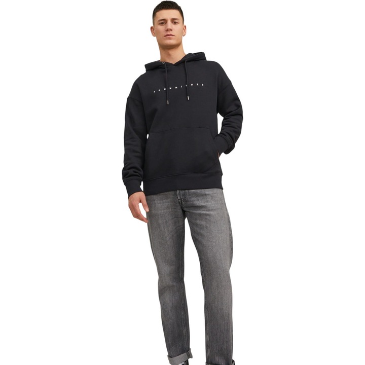 JACK & JONES Star JJ Hood 50134 kapucnis pulóver, Fekete, 2XL