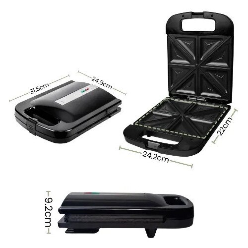 Sandwich maker pentru 4 sandvisuri TRIUNGHI, 1400W, Negru - eMAG.ro