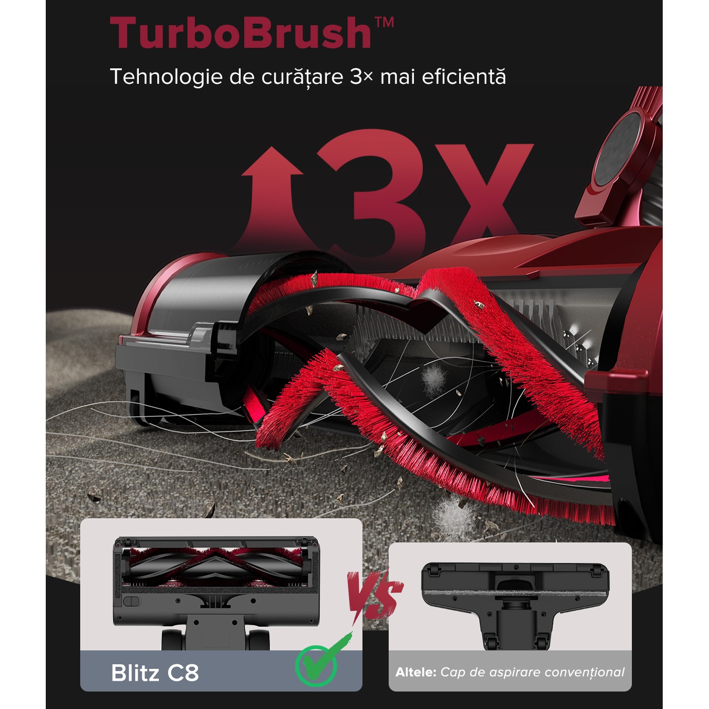 Aspirator Vactidy C8 cu cablu de 7 m/ 60 kPa/ 600 W/ filtrare in 6 trepte/ 4 in 1/ rezervor de praf de 1,5 l/ tehnologie GreenEye