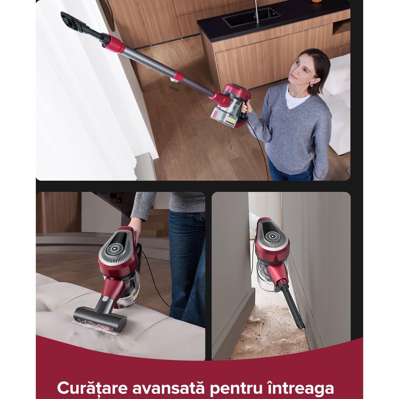 Aspirator Vactidy C8 cu cablu de 7 m/ 60 kPa/ 600 W/ filtrare in 6 trepte/ 4 in 1/ rezervor de praf de 1,5 l/ tehnologie GreenEye