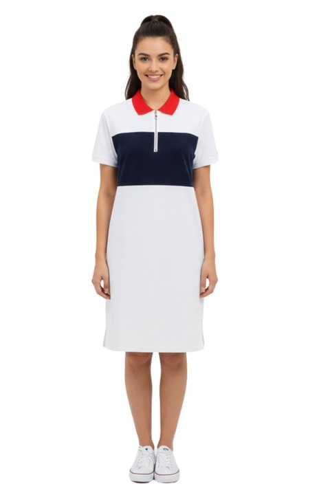 Rochie polo Tommy Hilfiger, alb, bumbac, pentru femei, S INTL