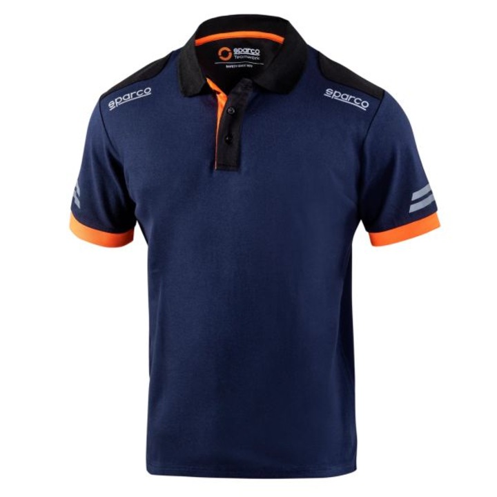 Jachetă Sparco Teamwork, TECH POLO, albastru navy/portocaliu, mână scurtă, L