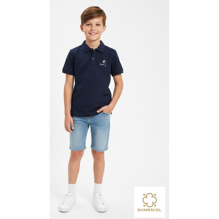 Tricou polo din bumbac pentru baieti, Albastru