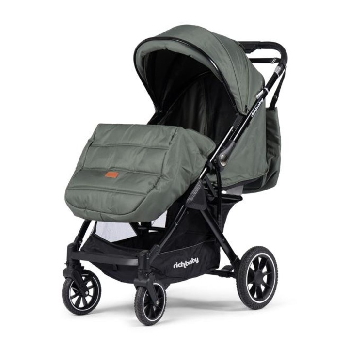 Carucior sport, Rich Baby V5, Spatar reglabil, Maner Reversibil Black/Green