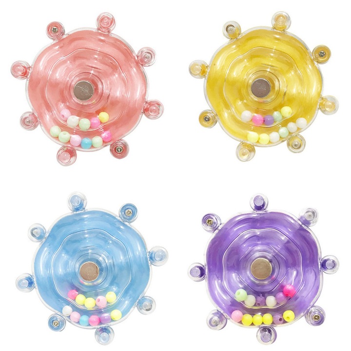 Комплект от 4 интерактивни антистрес играчки за малки птици – цветни колела във формата на звезда Ø8см, забавни играчки за клетка за папагали, вълнисти папагали, нимфи, конури, за игра, гризане и релакс, многоцветни