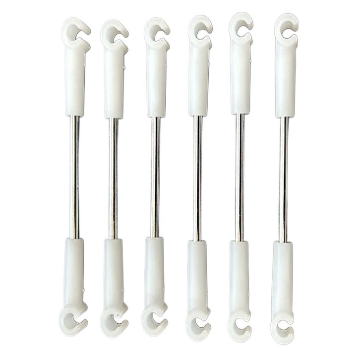 Set 6 bucati separatoare metalice reglabile cromate 135-157 mm cu cap din plastic alb pentru cos Jolly in corp de 200 mm