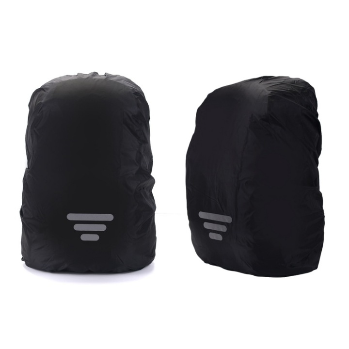 Set 2 Huse de Ploaie pentru Rucsac SHEFEITE, XL, 60-70L, Negru, Impermeabil, Reflectorizant