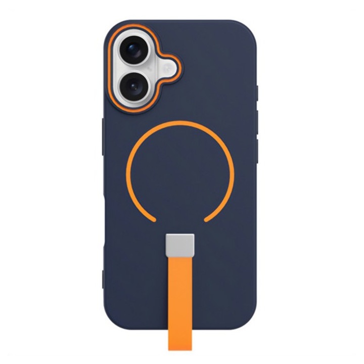 Gigapack szilikon mobiltelefon tok, mikrofiber plüss belső, kameravédő, ujjra húzható pánt, magsafe, sötétkék, kompatibilis: Samsung Galaxy A56 5G, SM-A566, / Galaxy A36 5G, SM-A366