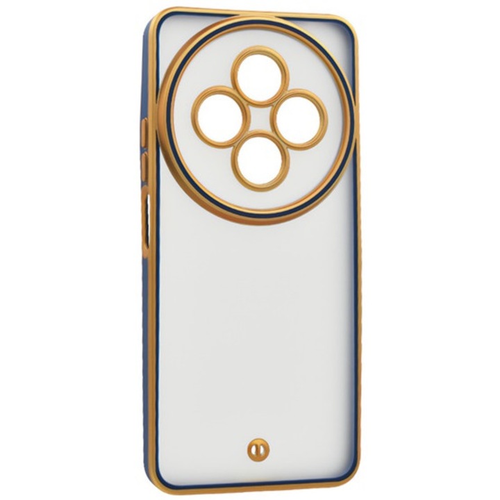 Gigapack szilikon mobiltelefon tok, ütésállóság, matt, műanyag hátlap, kameravédő, arany/sötétkék, kompatibilis: Xiaomi Redmi 14C 4G