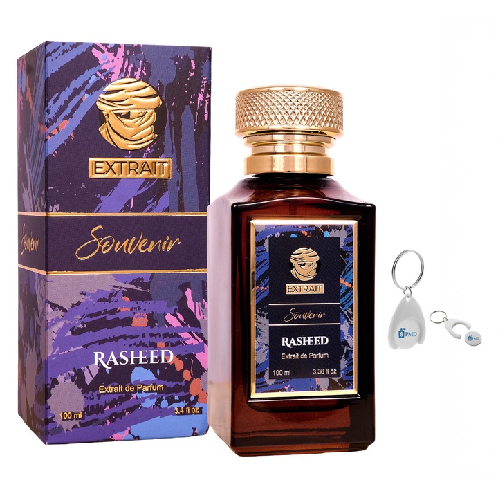 Set Extract de Parfum Rasheed Souvenir, Férfi, 100 ml PMD Személyre Szabott Kulcstartóval
