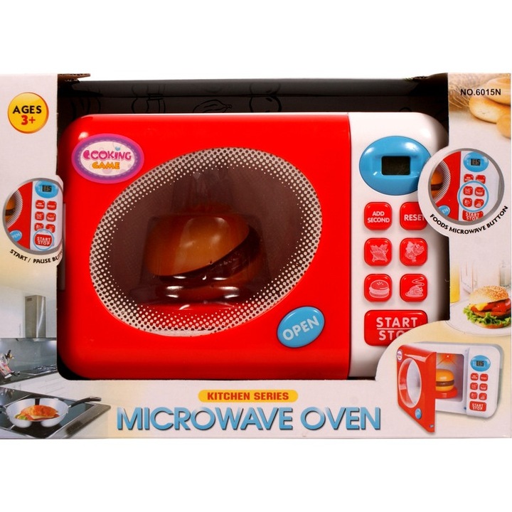 Cuptor cu microunde pe baterii - alb-rosu