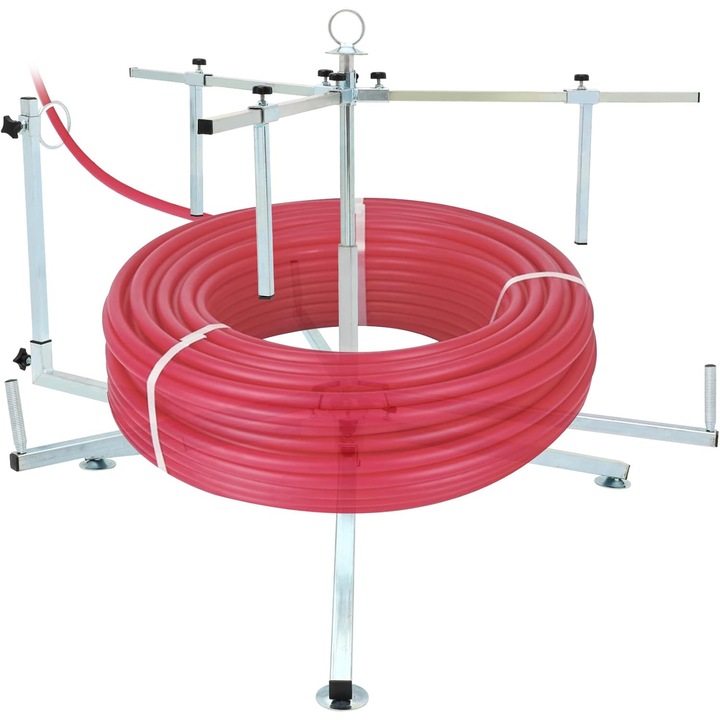 Derulator pentru Conducte, Piduules, Sarcina Maxima de 150 Kg, cu Covorase Anti-Alunecare pentru Picioare, pentru Montaj Colaci de Pex, Reglabil, Constructie Durabila din Fier