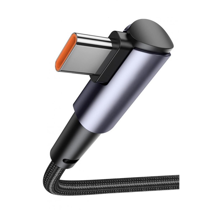 Cablu de date textil 100W Tip-C 2m, Negru