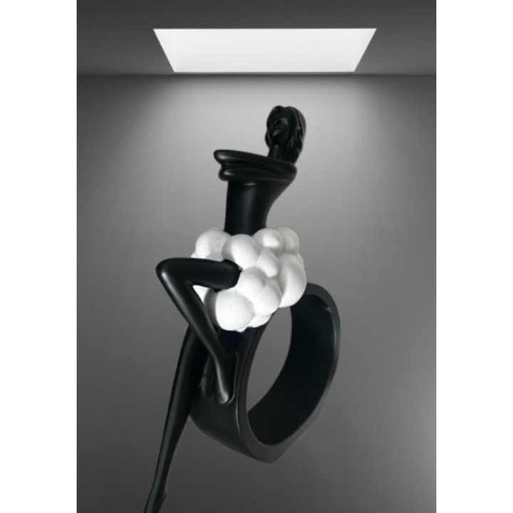 Figurină decorativă Malooki, Lady Bubble", negru mat & alb, 23x8x27cm