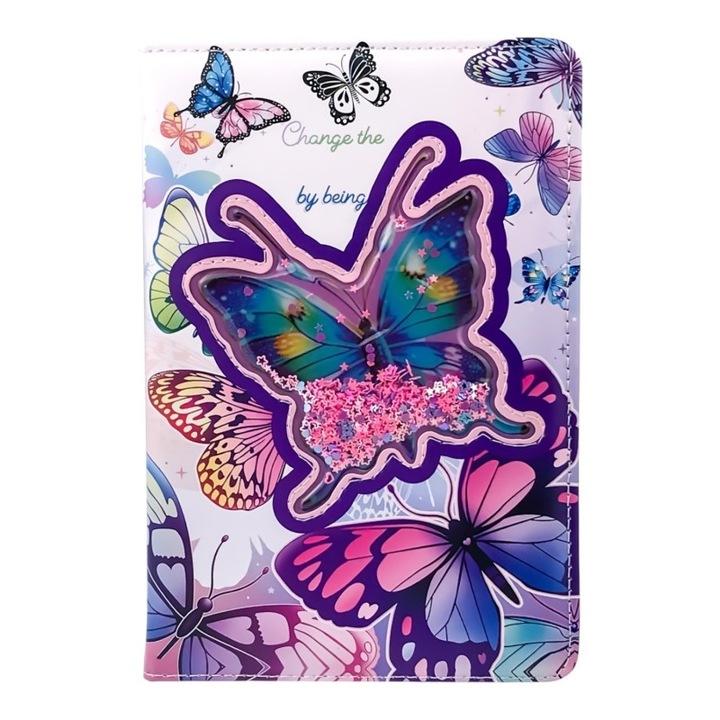 Agenda cu coperti din plastic cu fluturi, 14X21 cm, M2