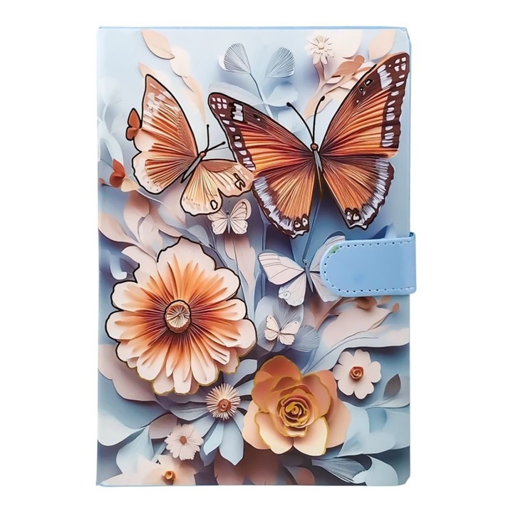 Agenda cu coperti din plastic cu fluturi, 15X21 cm, M1