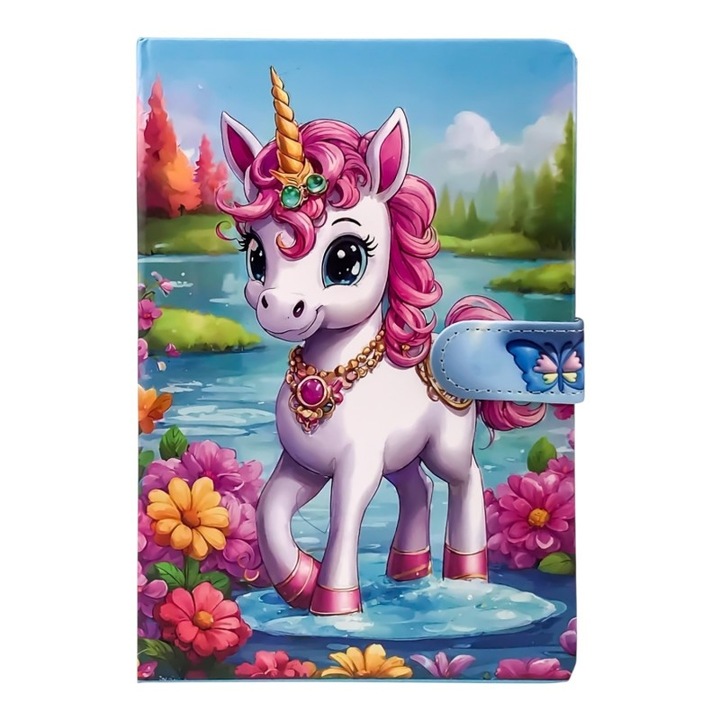 Agenda cu coperti din plastic cu inorog, 15X21 cm, M2