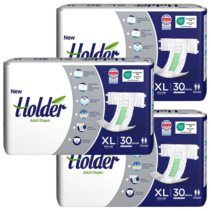 Scutece adulti Holder, marimea XL, talie 120-170 cm, 90 buc