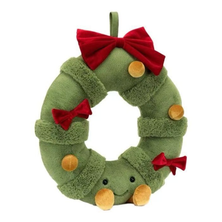 Плюшена играчка, коледна корона, 44см, зелена