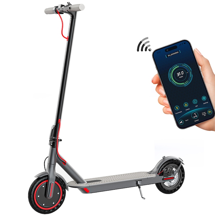 Електрическа тротинетка, 350W електрически скутери, 31KM/H, 8.5", 42V 10.5Ah, обхват 35KM, сгъваема, 120KG, APP, черна