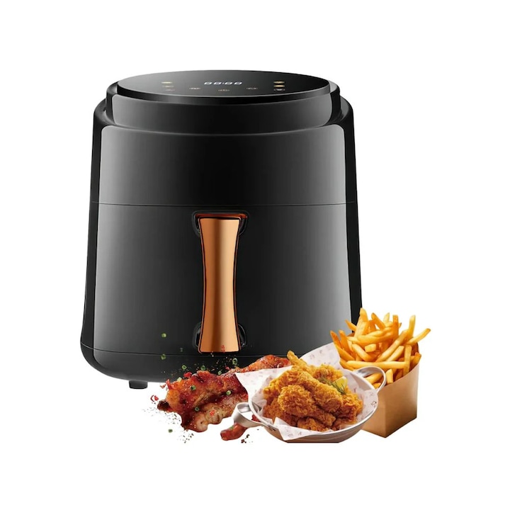 Friteuza cu aer cald, 9L, ecran tactil LED, 2400W, 2 vasuri, set complet, 34,5x31,5x28,5cm