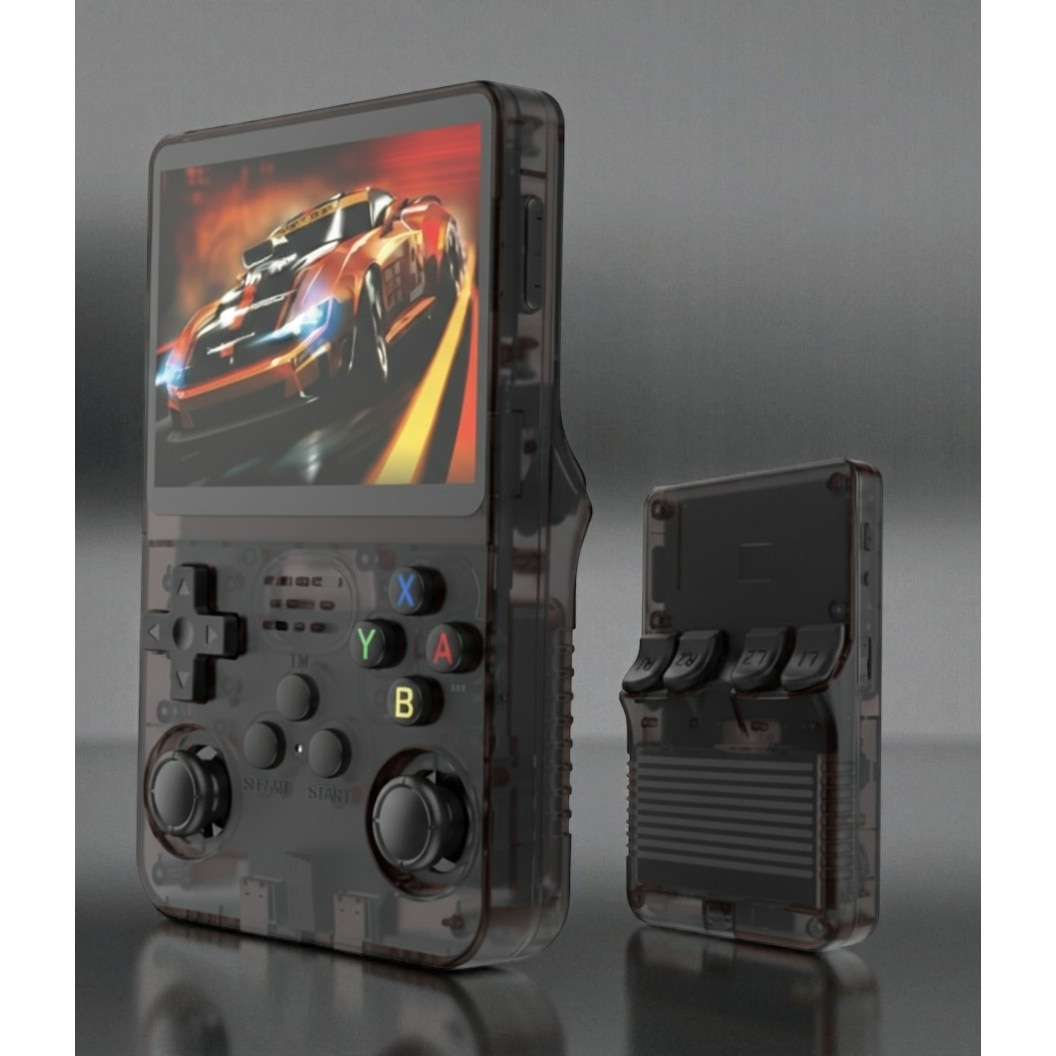 Consola Portabila Vision XXI R36S, 15000 jocuri, Ecran IPS 3.5", Negru Transparent, 64GB MicroSD