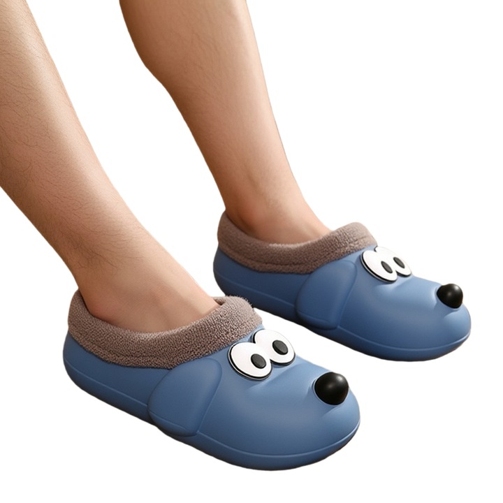 Papuci de casa draguti in forma de catel 8158bleumarin 121743, Bleumarin