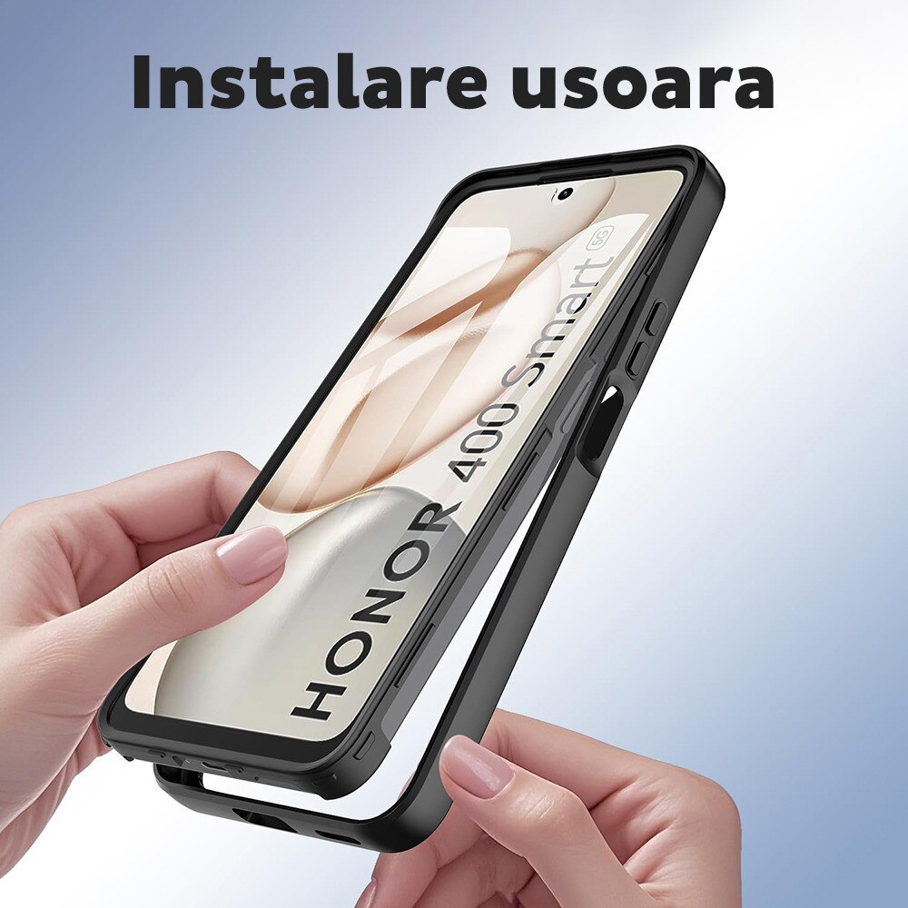 Husa pentru Honor 400 Smart / X7d 4G DaDen® ColorVerse 360, Antisoc, Protectie completa spate-ecran, Negru