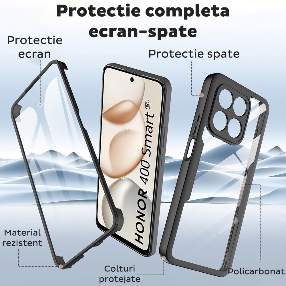 Husa pentru Honor 400 Smart / X7d 4G DaDen® ColorVerse 360, Antisoc, Protectie completa spate-ecran, Negru