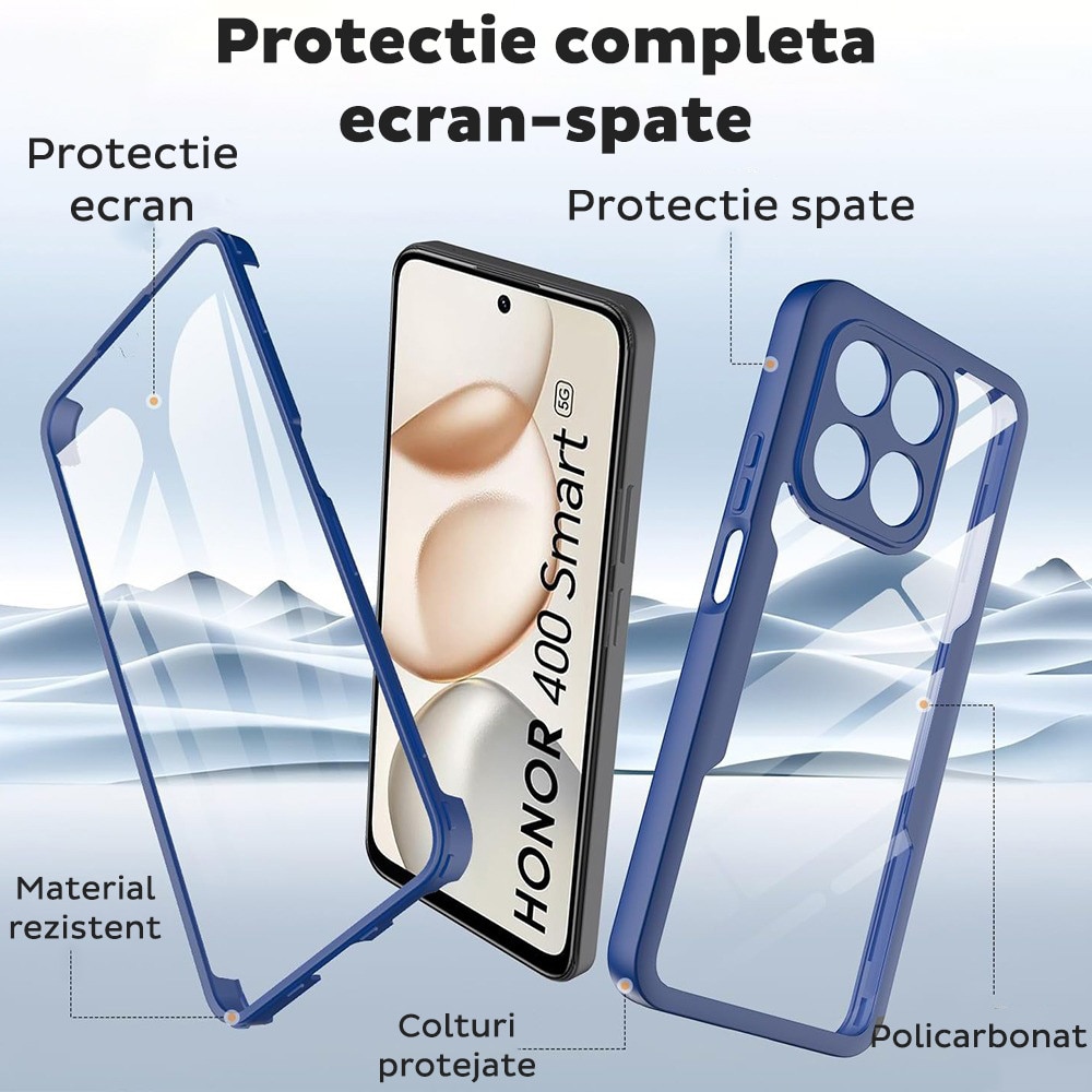 Husa pentru Honor 400 Smart / X7d 4G DaDen® ColorVerse 360, Antisoc, Protectie completa spate-ecran, Albastru