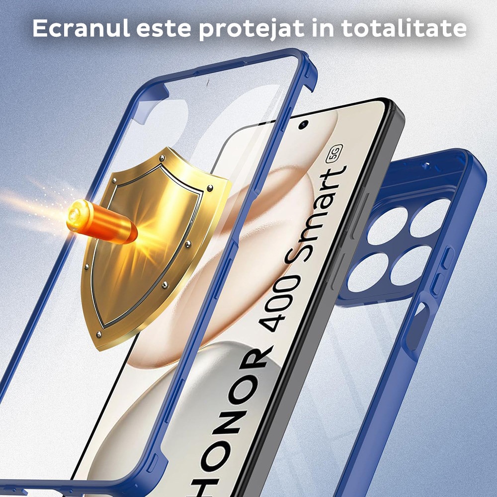 Husa pentru Honor 400 Smart / X7d 4G DaDen® ColorVerse 360, Antisoc, Protectie completa spate-ecran, Albastru