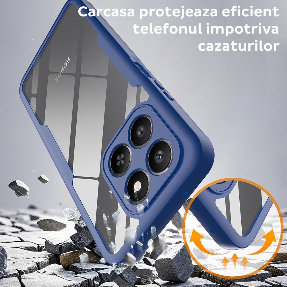 Husa pentru Honor 400 Smart / X7d 4G DaDen® ColorVerse 360, Antisoc, Protectie completa spate-ecran, Albastru
